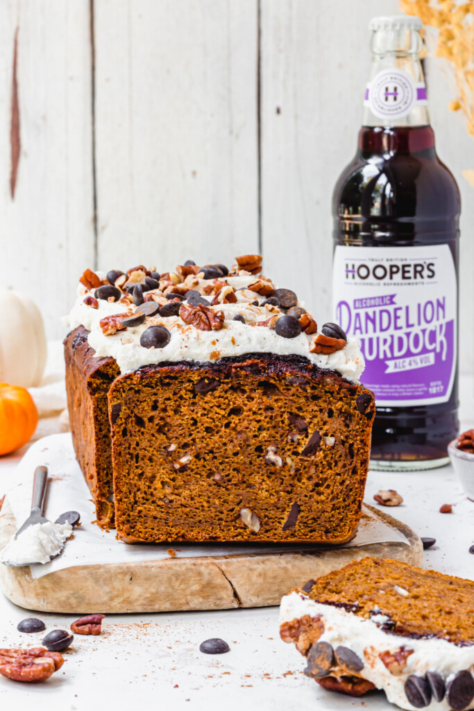 Chocolate Chip Chai Pumpkin Loaf with Dandelion and Burdock