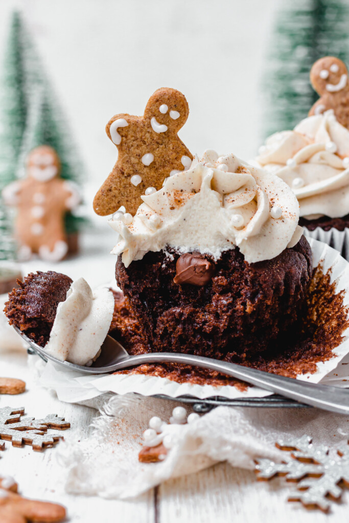 A Chocolate Gingerbread Cupcake with a spoon