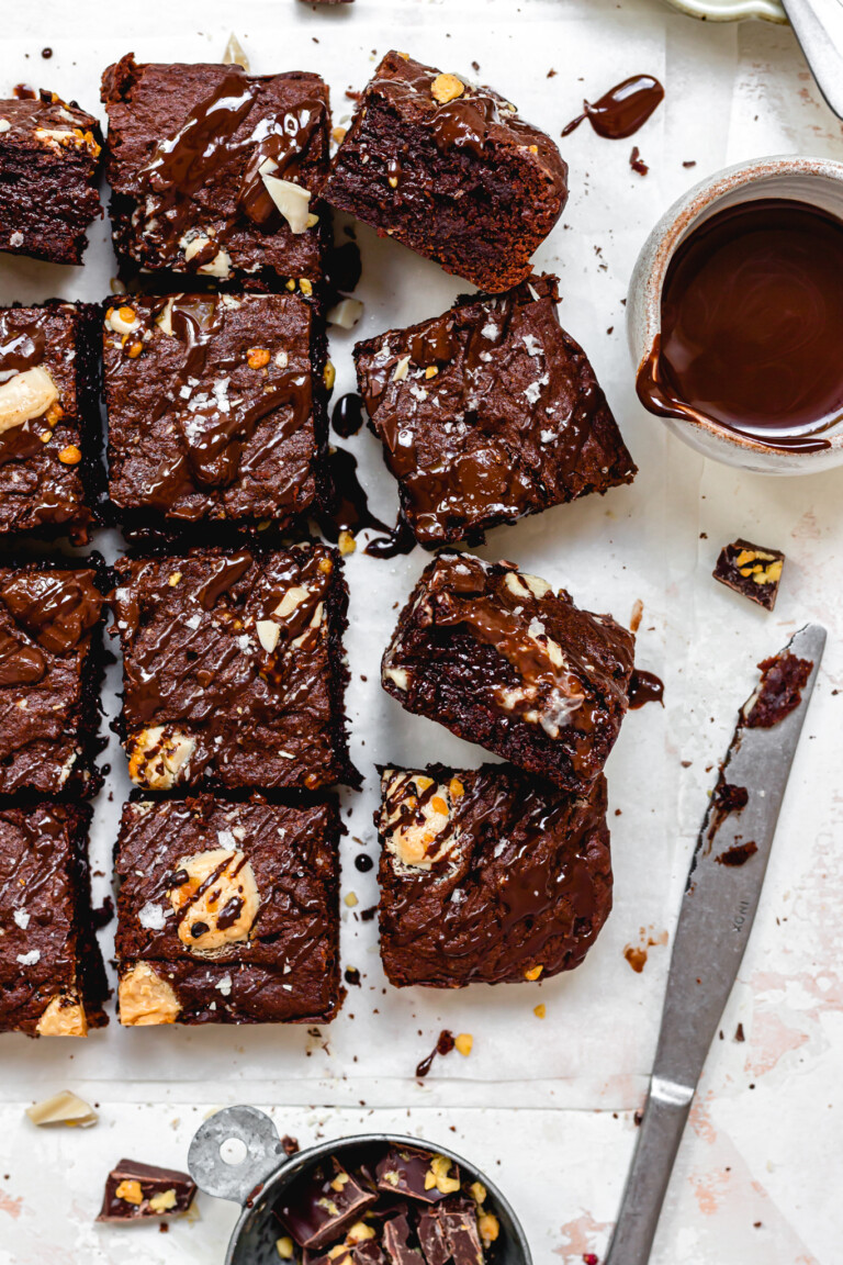 Triple Chocolate Vegan Fudge Brownies (GF) -Nourishing Amy