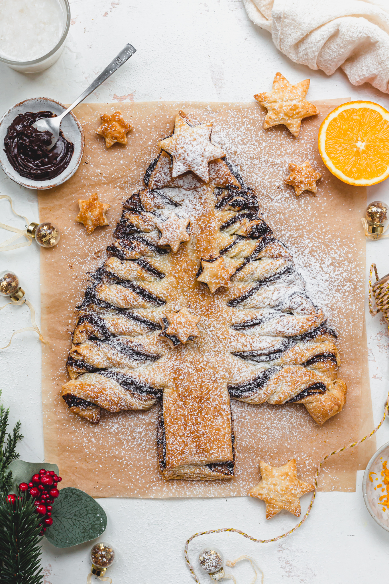 Dusted with icing sugar A Vegan Chocolate Orange Christmas Tree Pastry