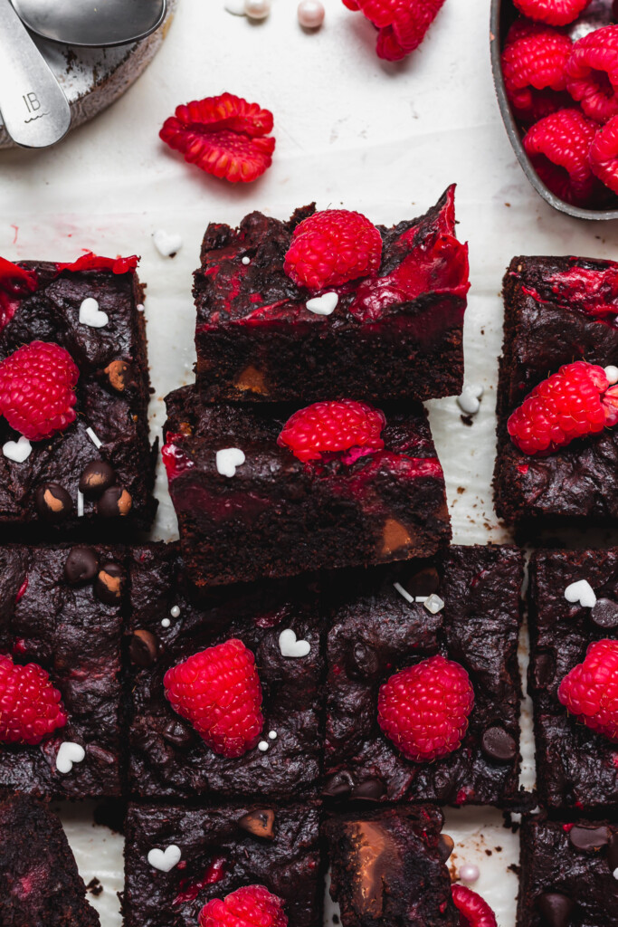 Close up of Red Velvet Cheesecake Brownies