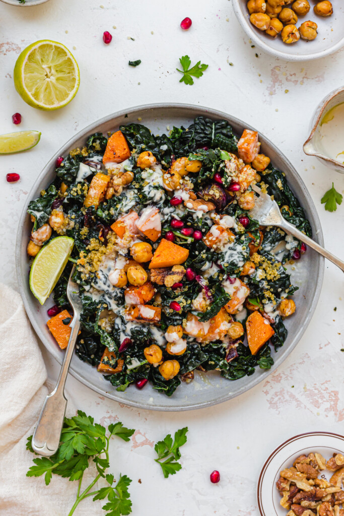 Baked Kale Salad With Crispy Quinoa