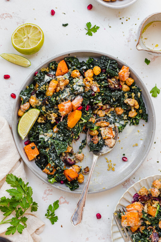 Baked Kale Salad With Crispy Quinoa