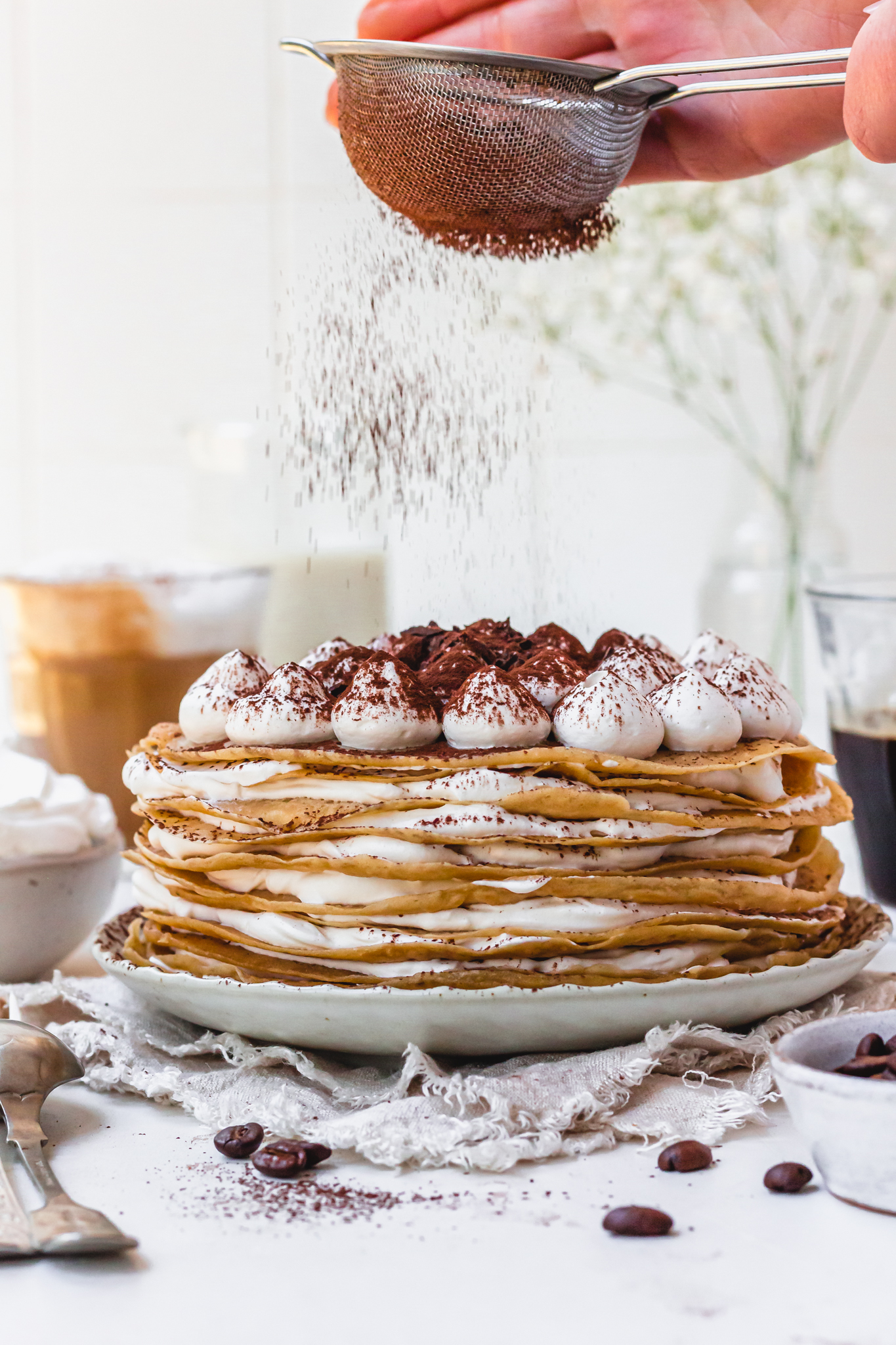 Vegan Tiramisu Crepe Cake - Nourishing Amy