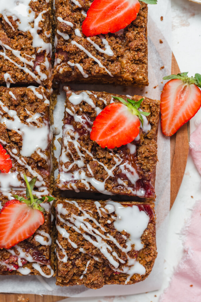 Close up of Strawberry Crumb Cake squares