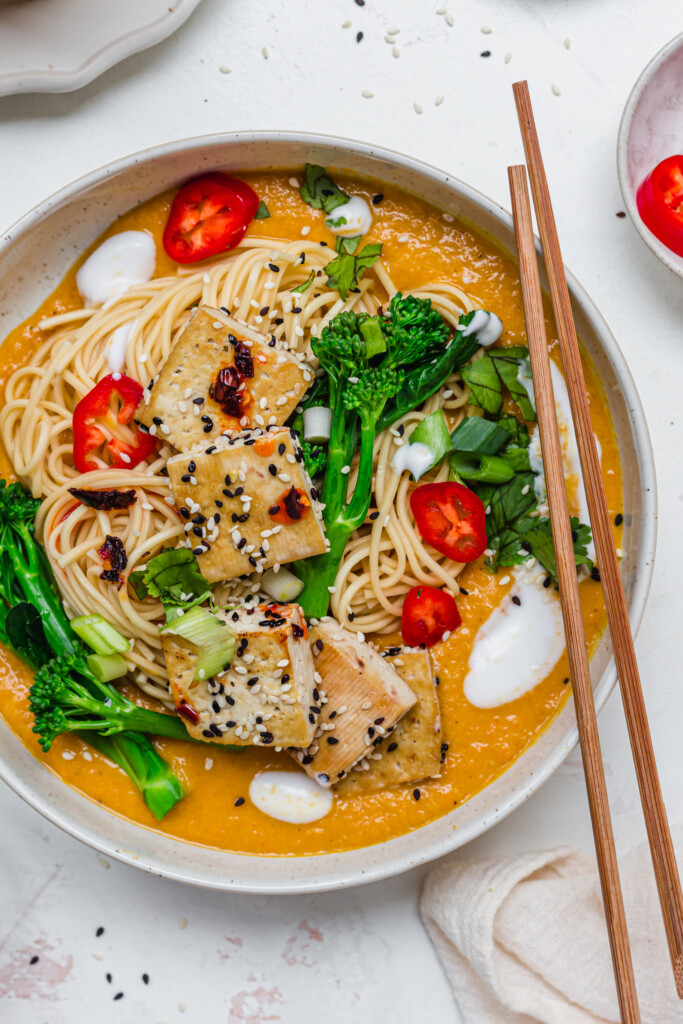 Tofu Curry Ramen Noodles (Vegan High-Protein) - Nourishing Amy