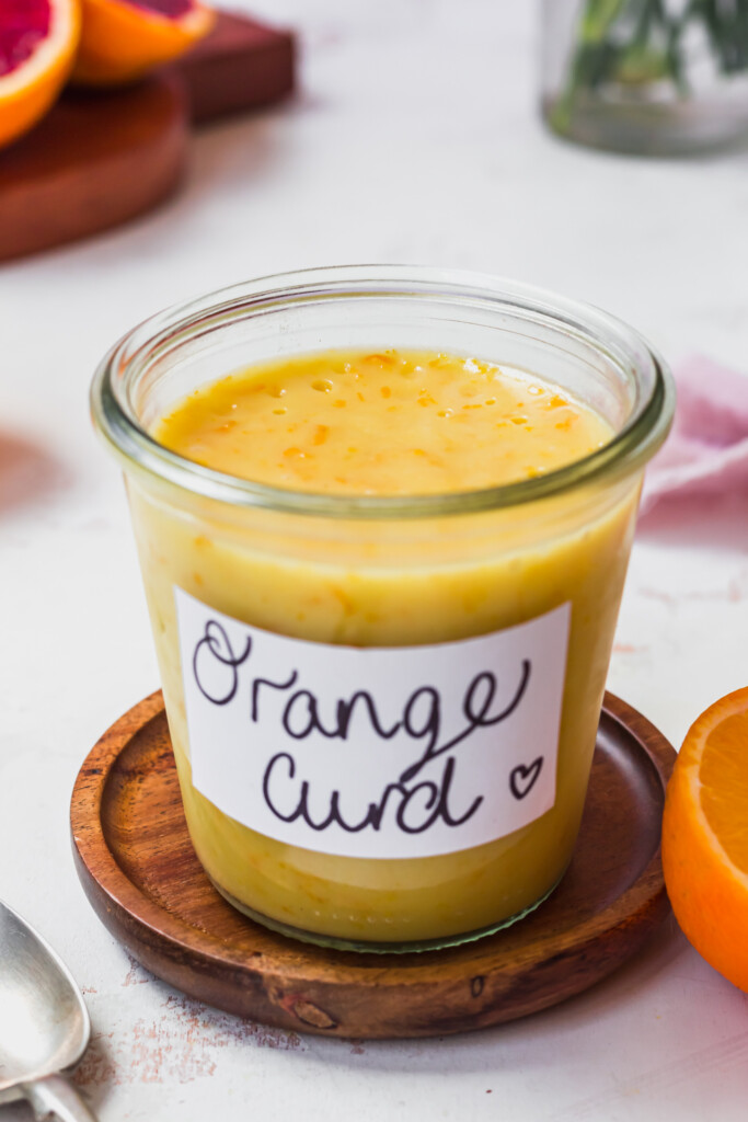 A jar of Vegan Orange Curd (No Eggs or Butter!)