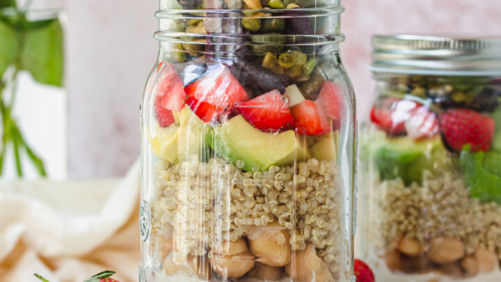 Rainbow Quinoa Salad Jars with Peanut Miso Dressing - Healthyish Appetite