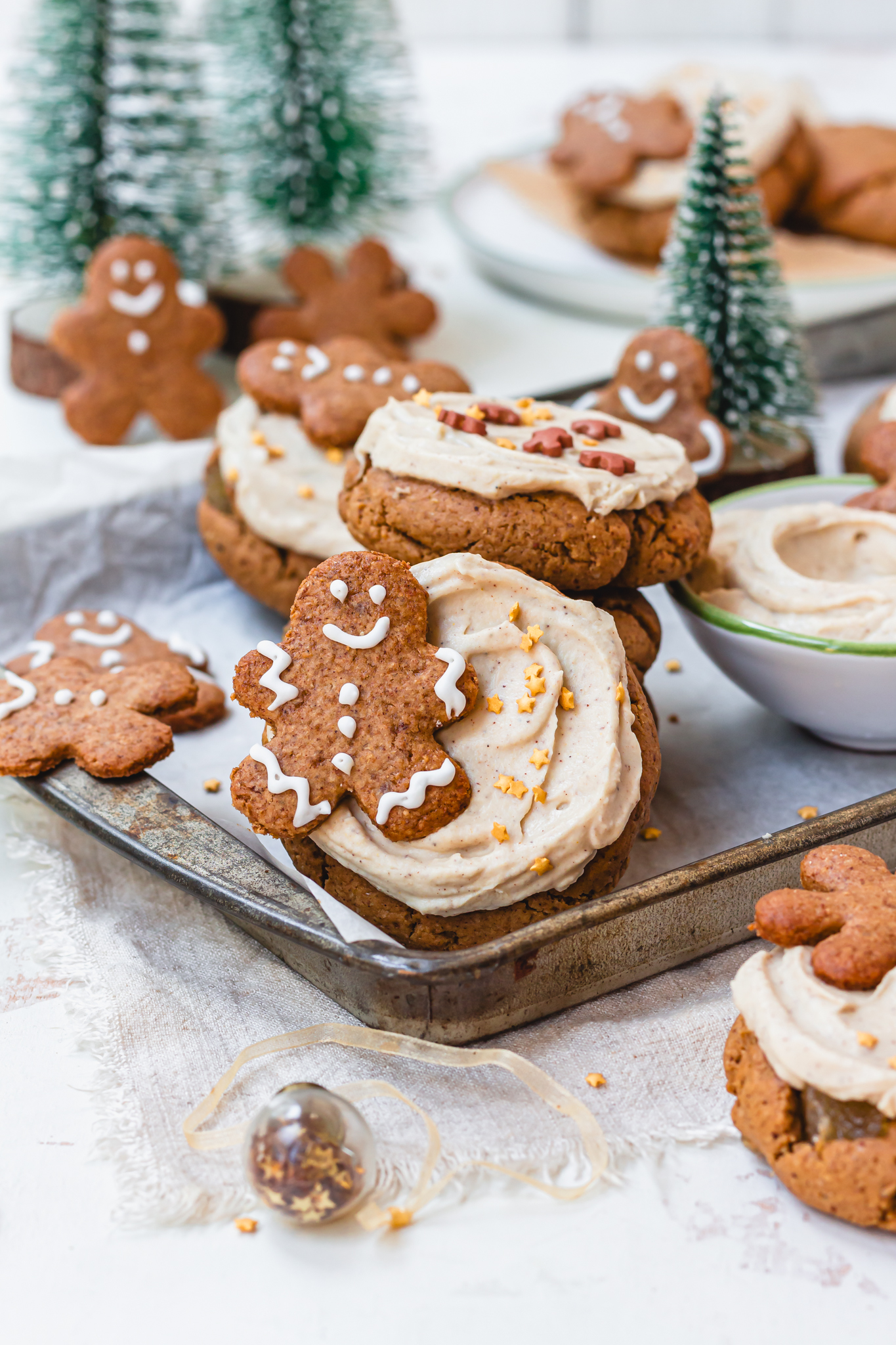 A stack of Gingerbread Cream Cheese Cookies