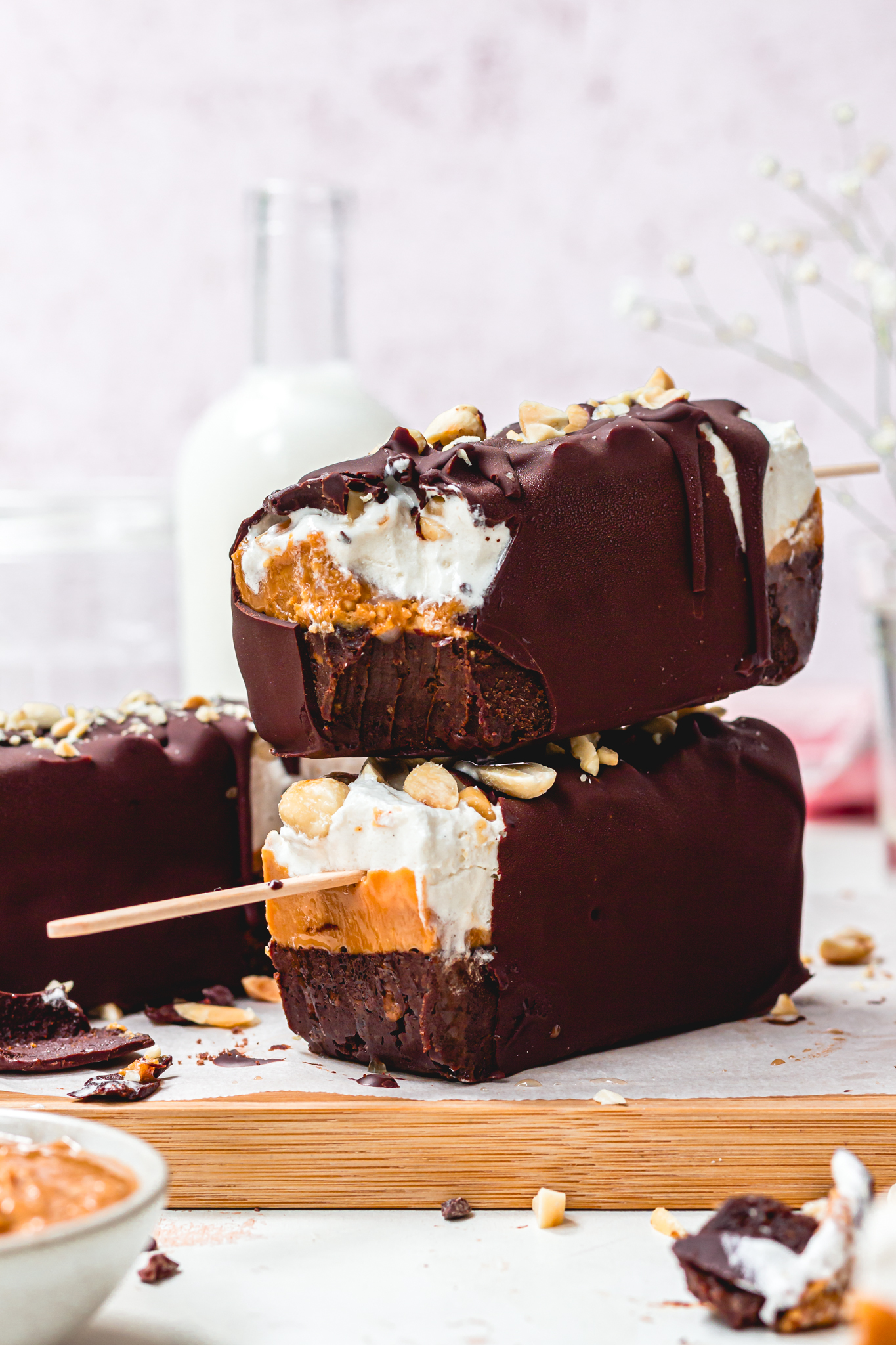 Two Peanut Butter Brownie Ice Cream Bars