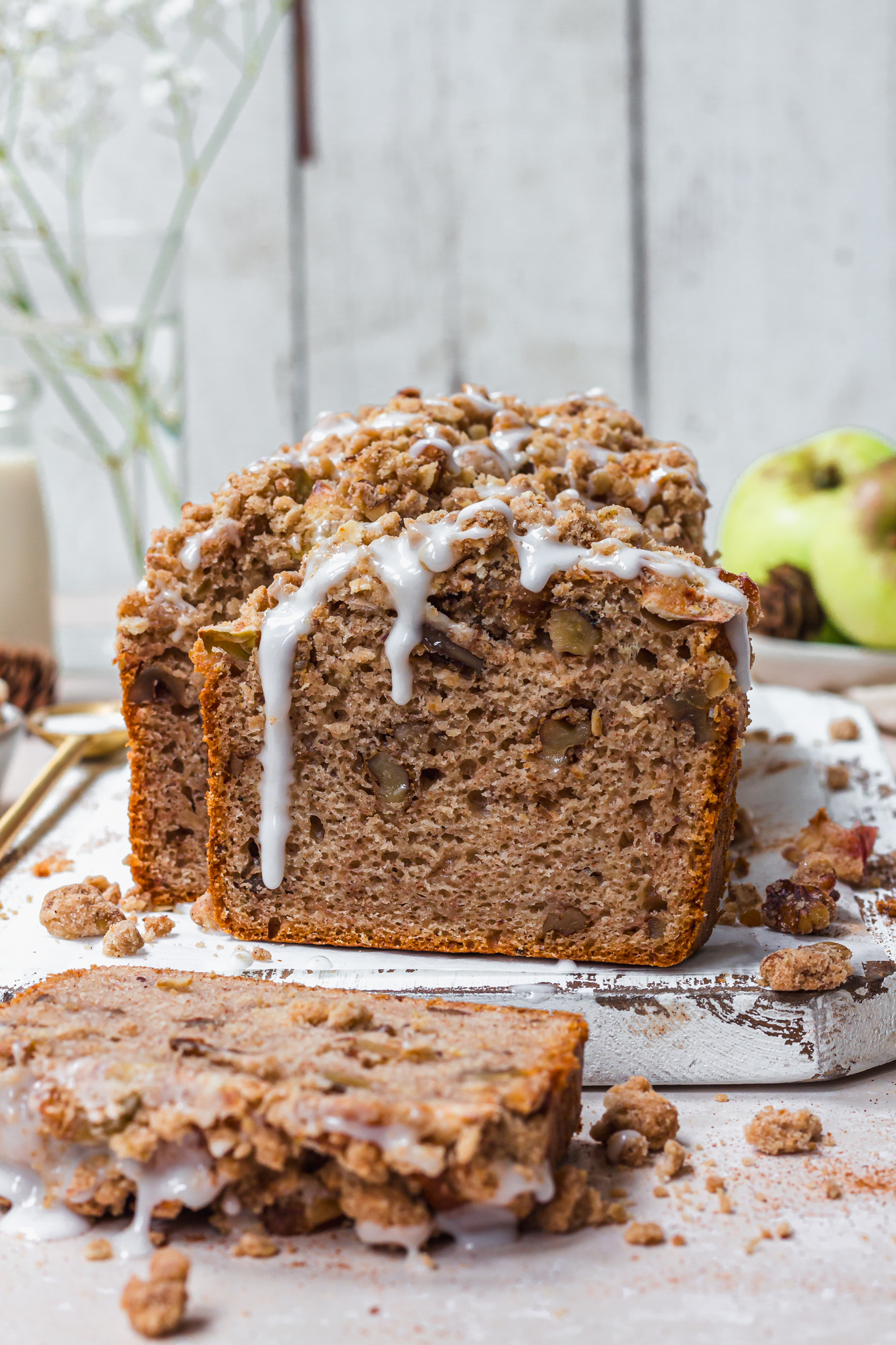 A loaf of Apple Crumble Banana Bread