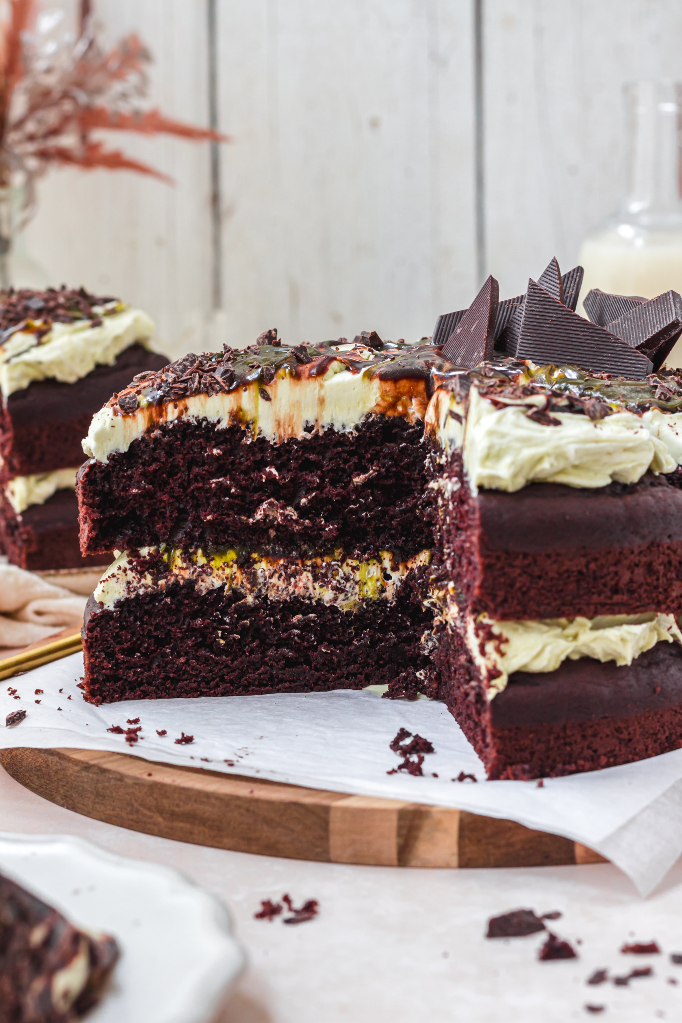 Inside a Chocolate Matcha Fudge Cake