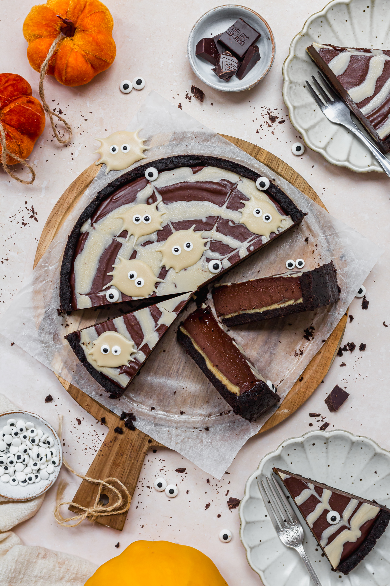 Spiderweb Chocolate Ganache Tart