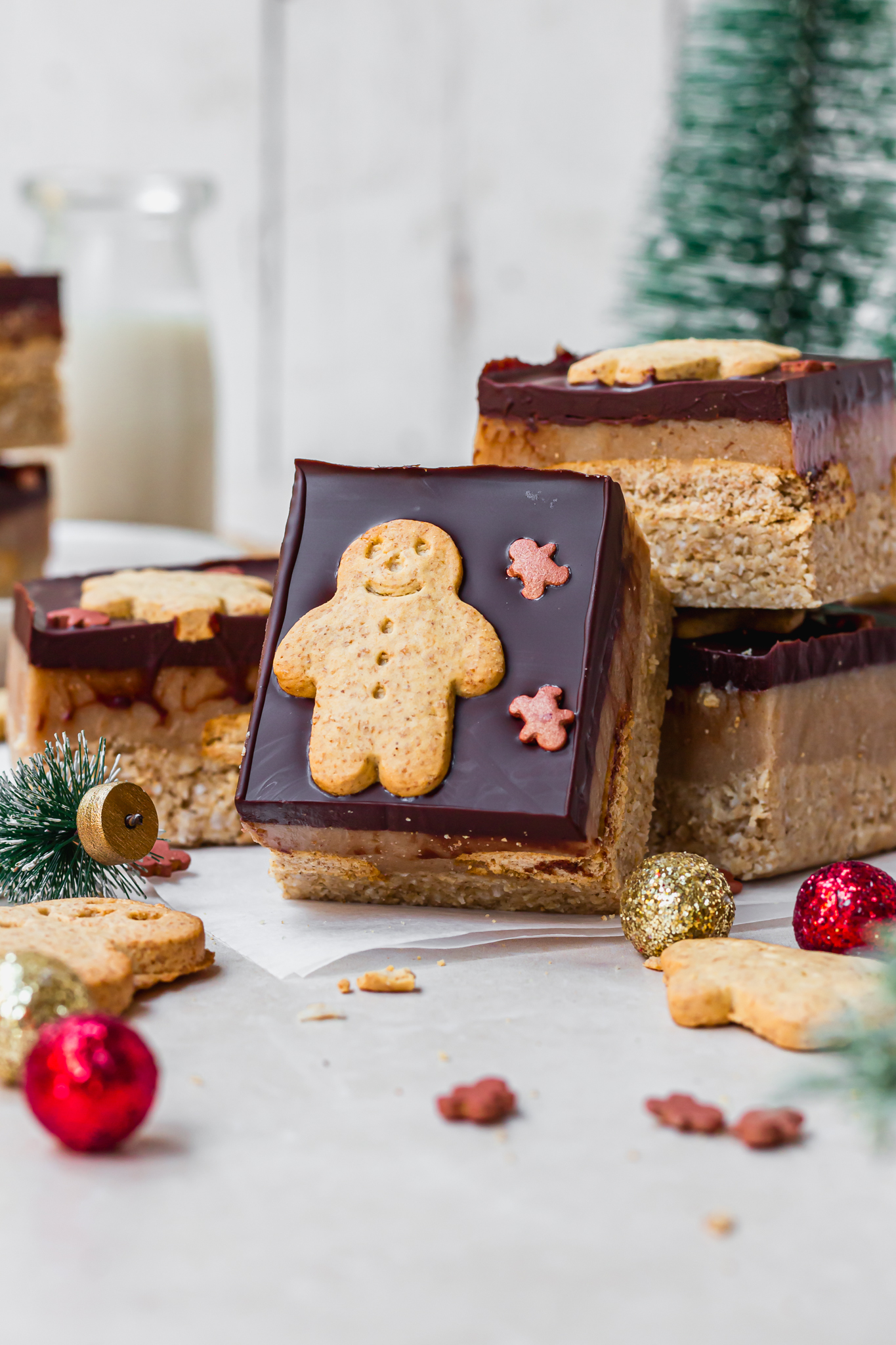 A square of Gingerbread Caramel Chocolate Bar