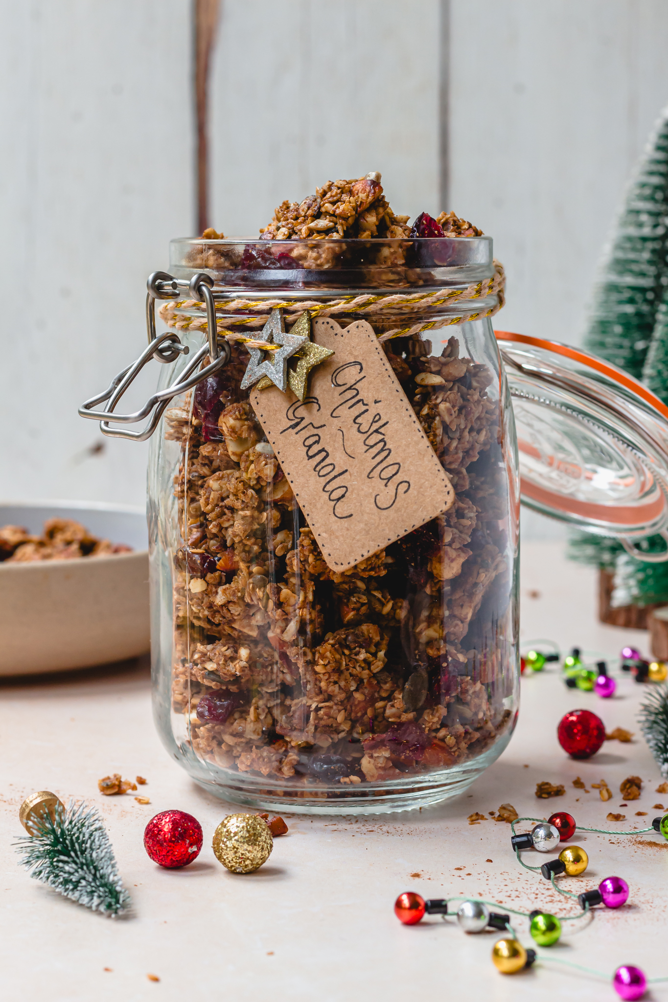 A jar of Homemade Christmas Granola