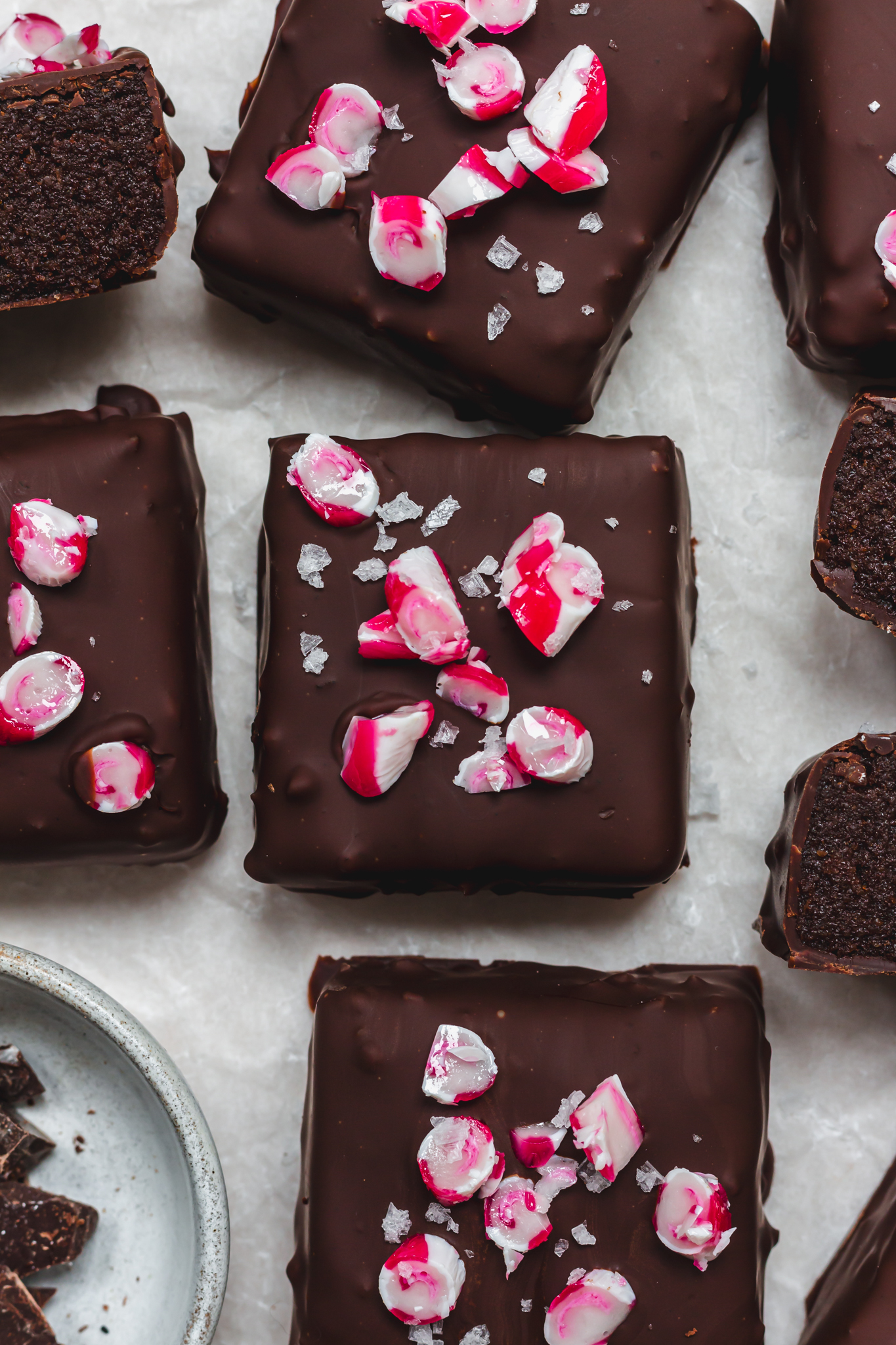 Close up of Chocolate Candy Cane Truffle Bars