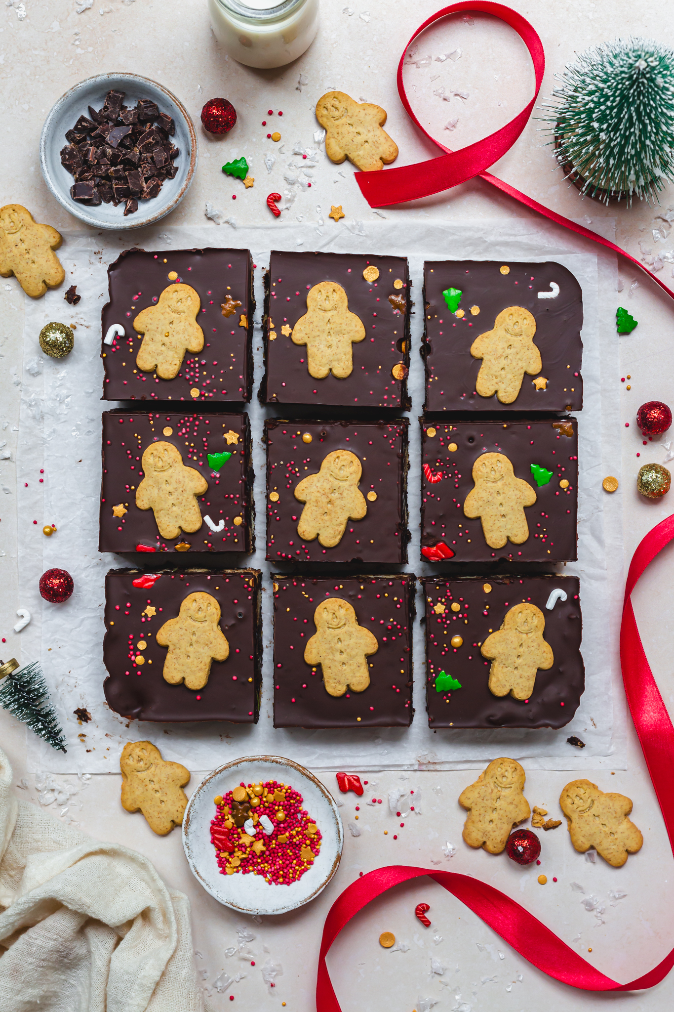 9 squares of Christmas Pudding Chocolate Tiffin