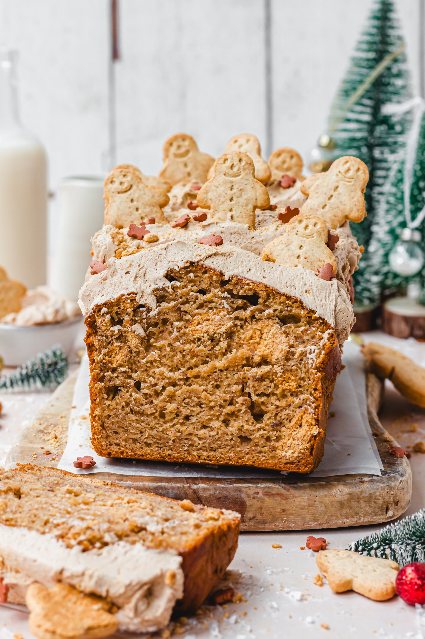 Sliced open Gingerbread Latte Banana Bread