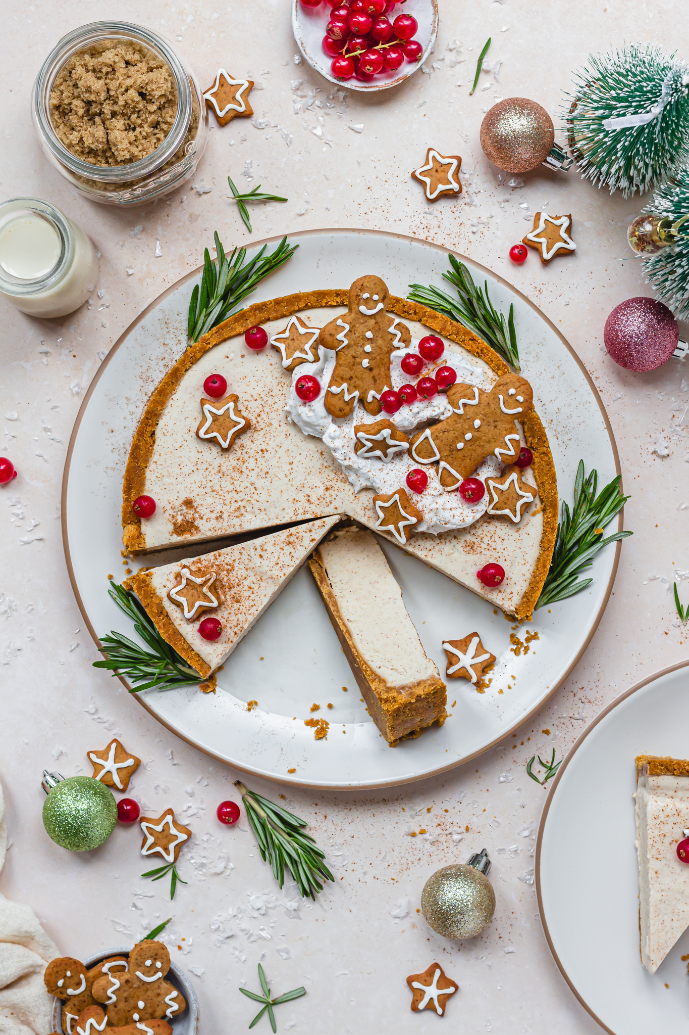 A cut up No Bake Gingerbread Cheesecake