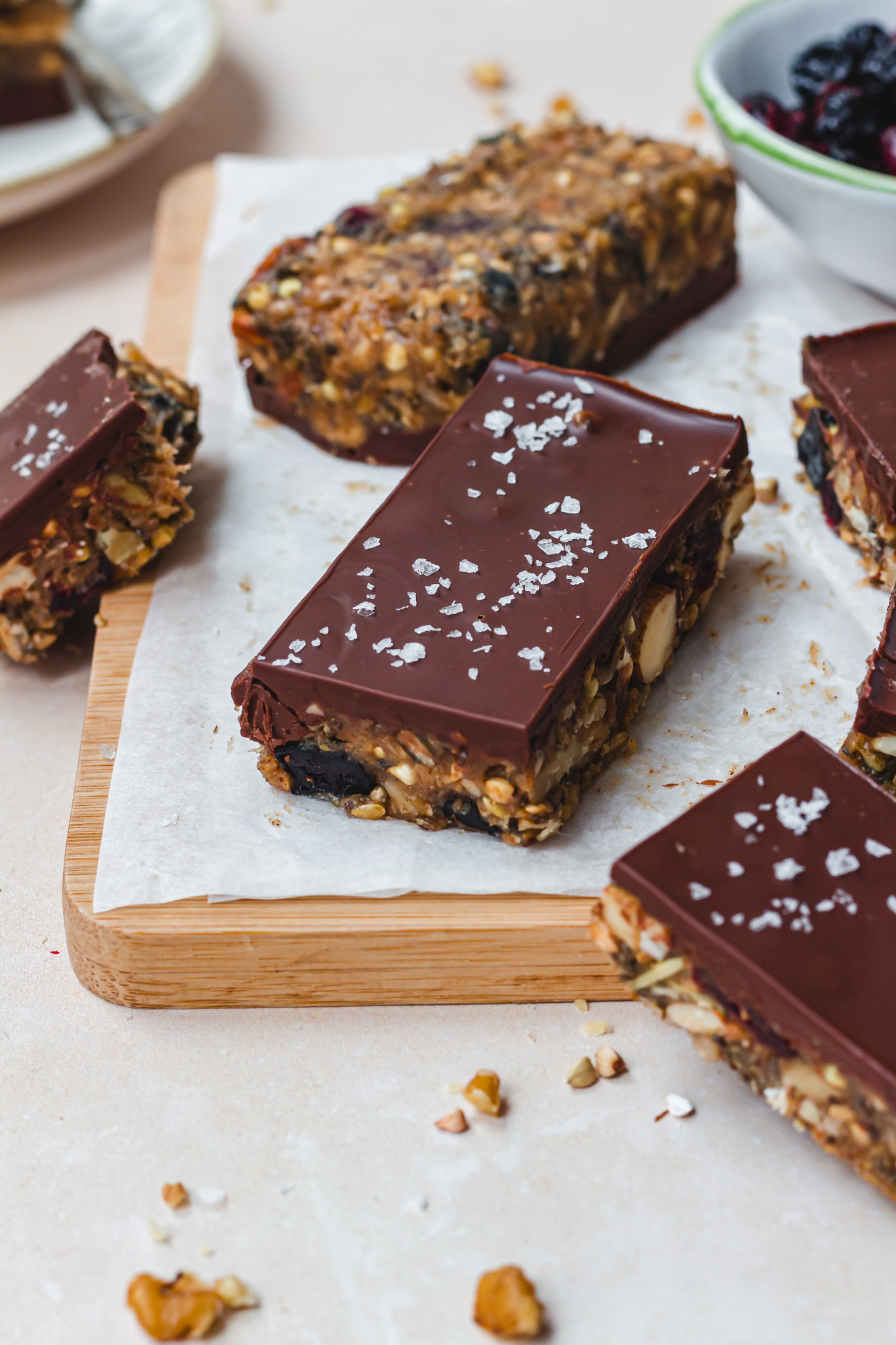 A close up of Chocolate Trail Mix Bars