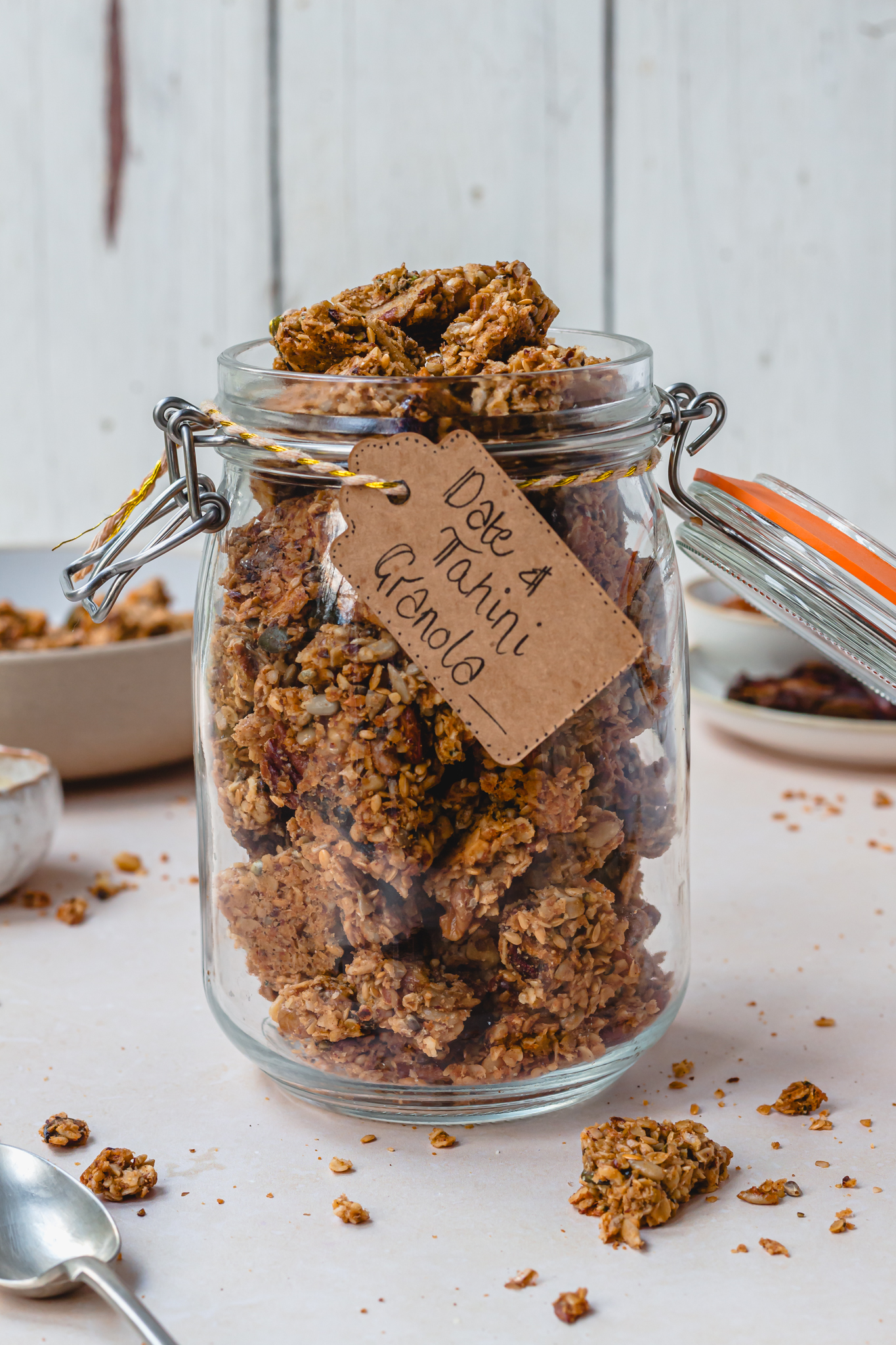 A jar of Date and Tahini Granola