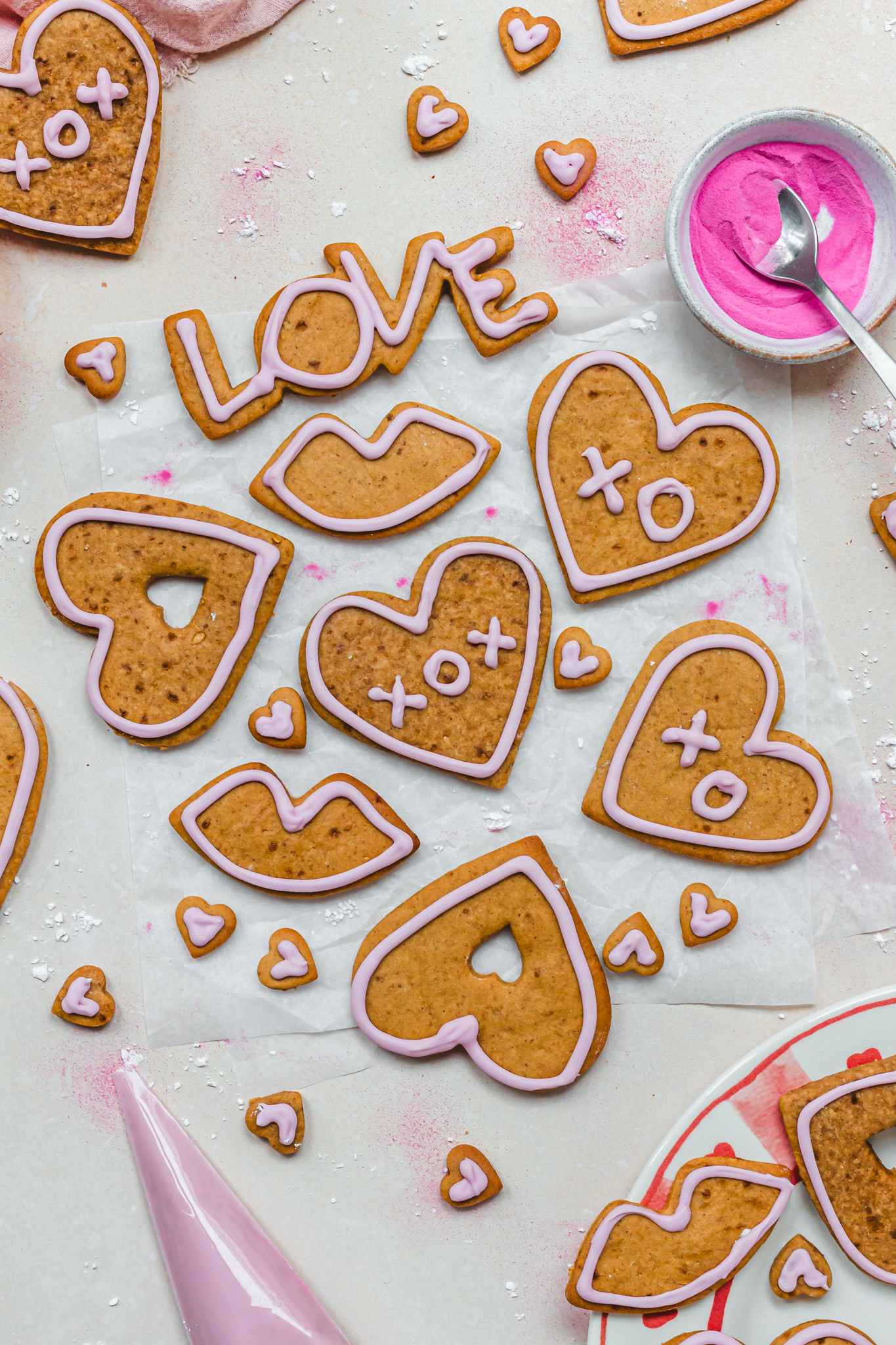 A few Vegan Iced Valentines Cookies