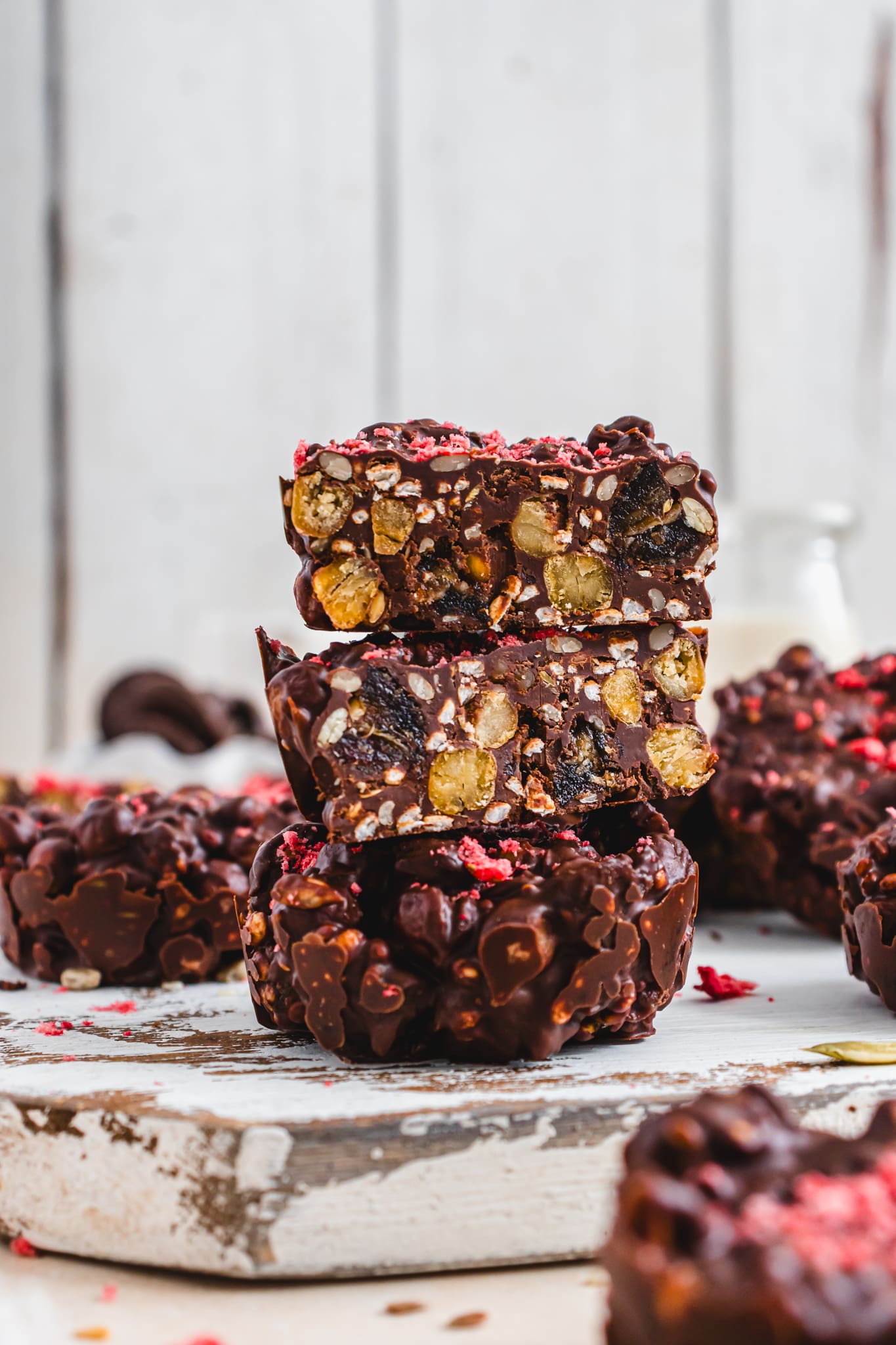 Three Chocolate Crispy Chickpea Date Bites
