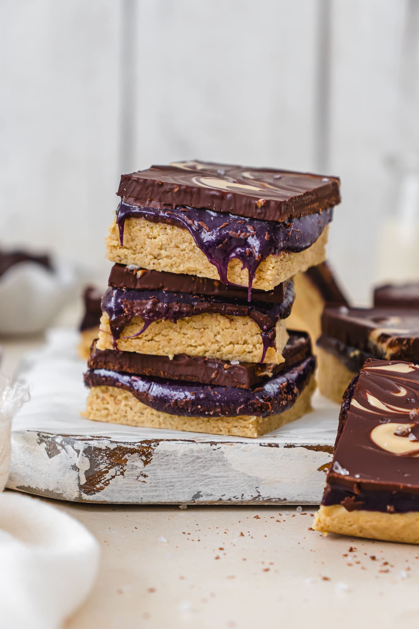 Three Chocolate Ube Caramel Slices