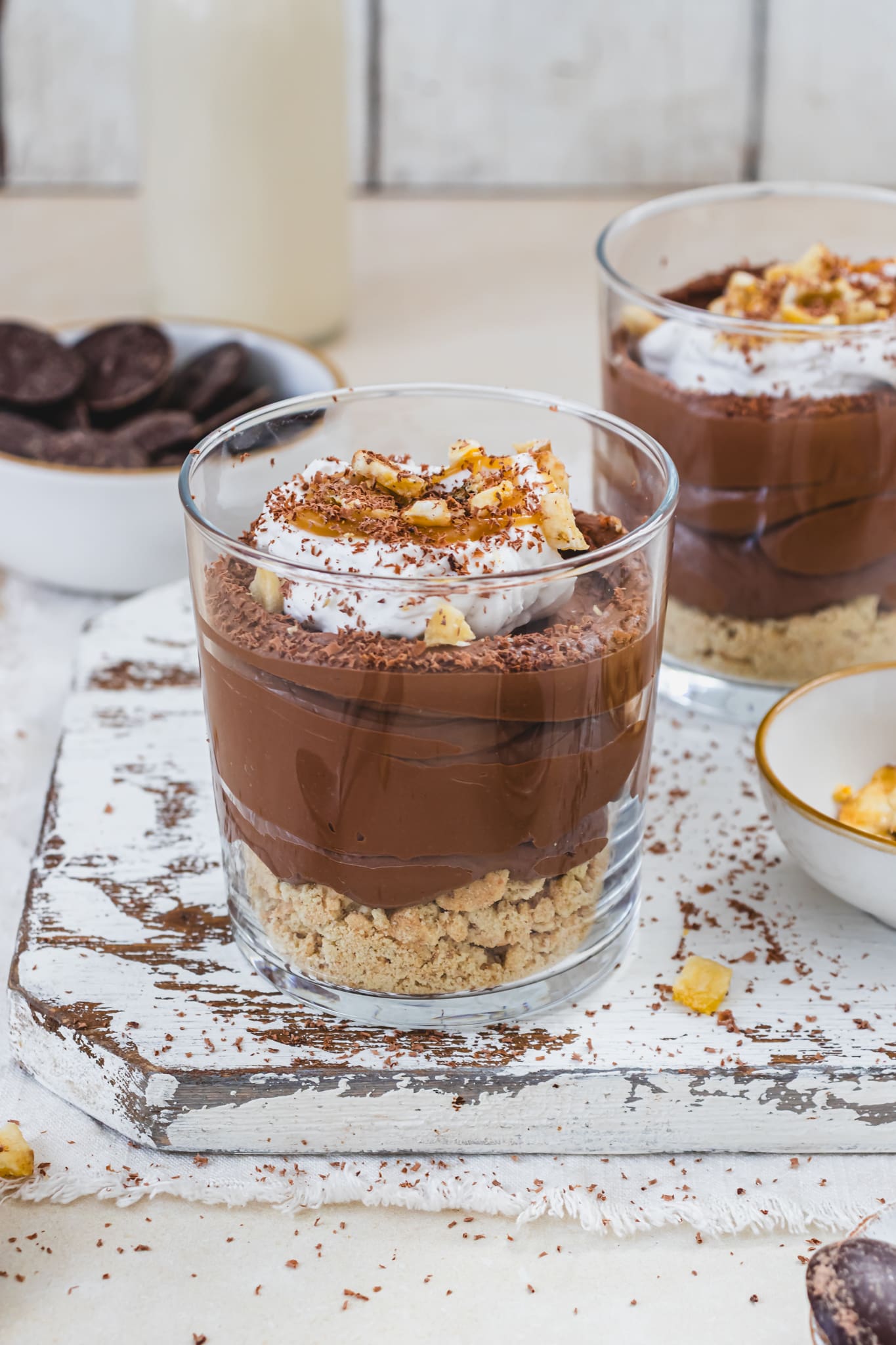 Two Chocolate Butterscotch Mousse Pots