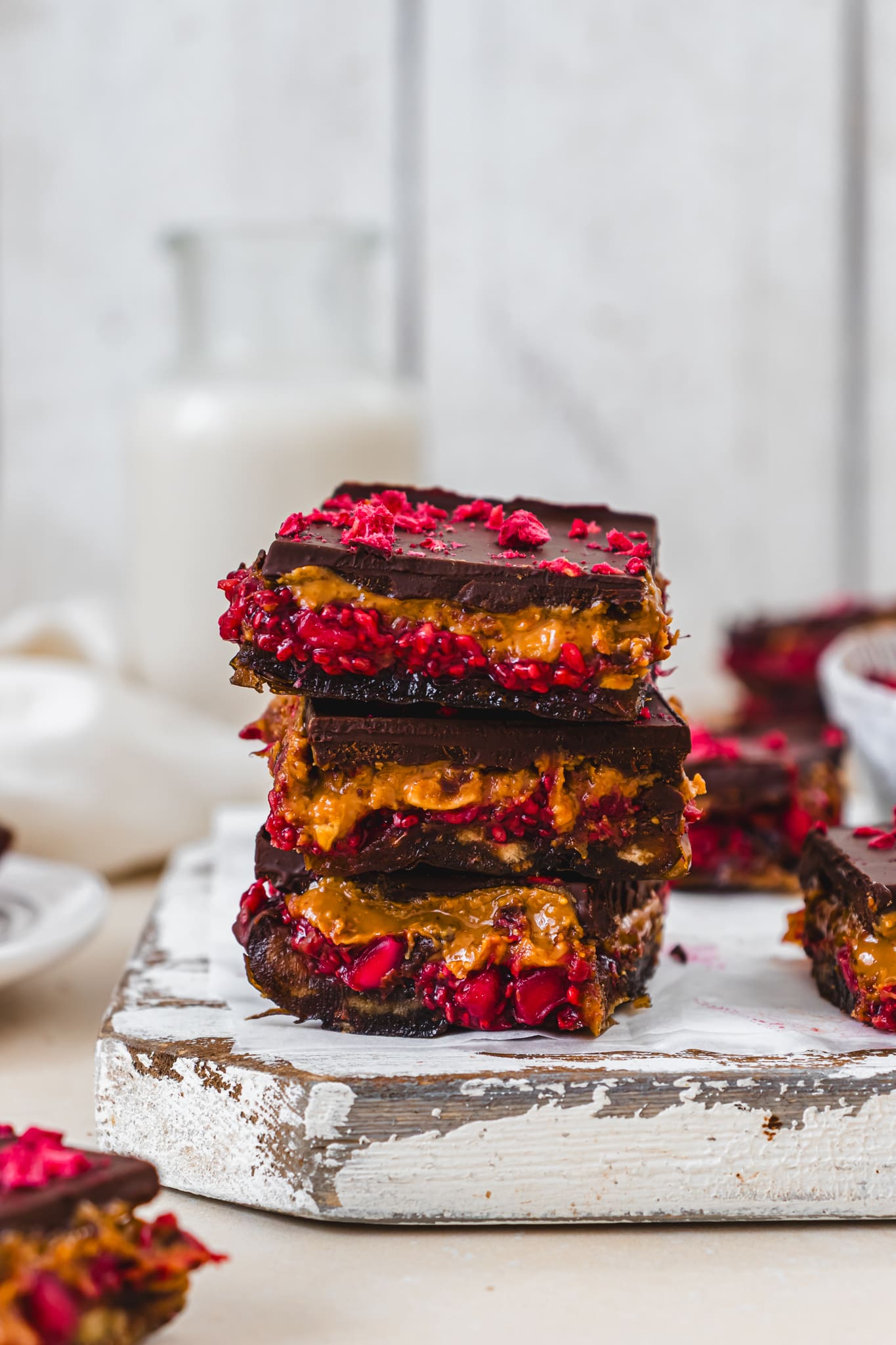 Three Chocolate Berry Date Bark pieces