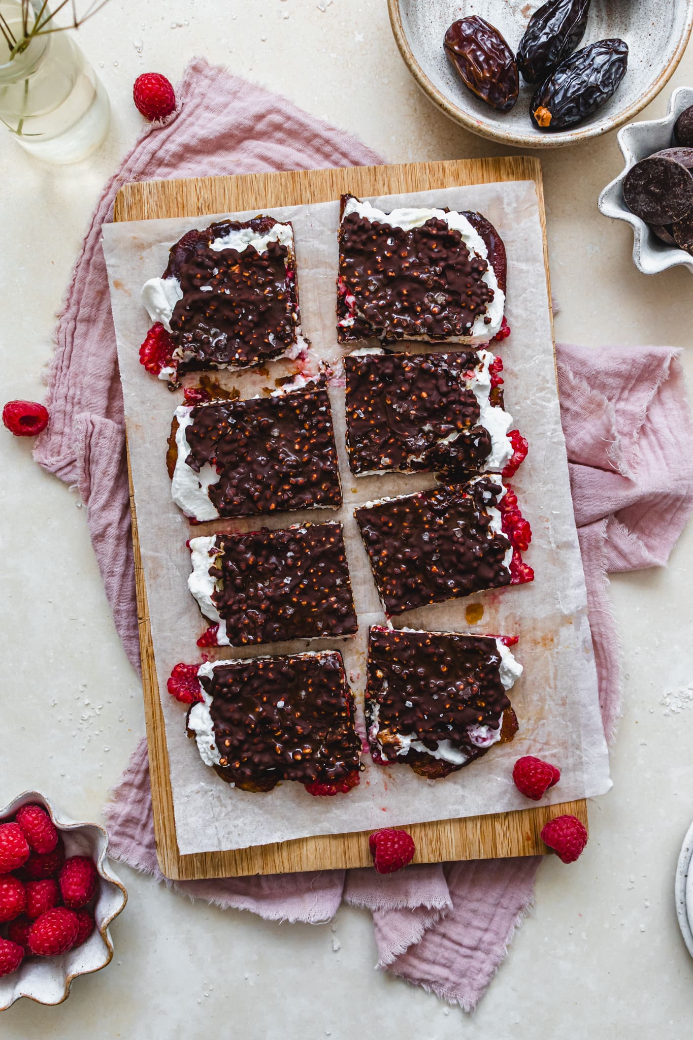 Pieces of 8 Raspberry Yoghurt Date Bark